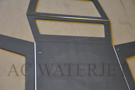 Method of Cut: laser Cutting + “ V-Grooving “Gouging” Material: 1/8” thk HRPO SA-36 Finish: Matte Un Finish